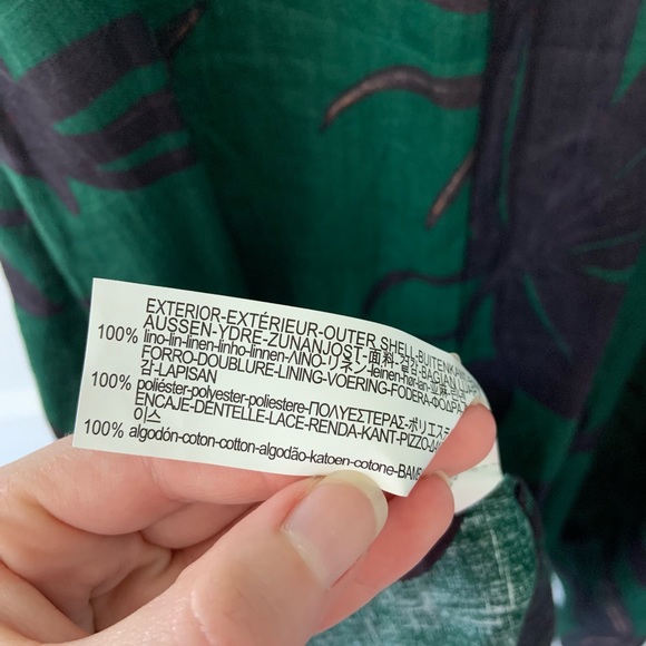 ZARA Blogger Fave Linen Palm Leaf Crochet Accent Midi Dress - Picture 9 of 10